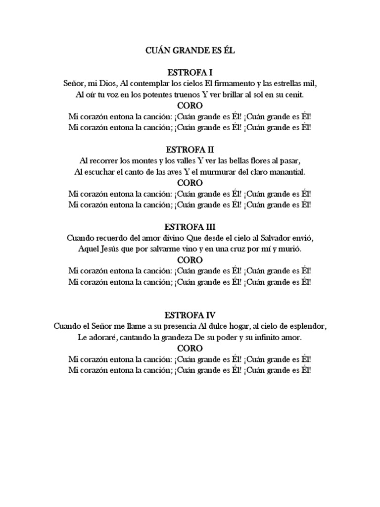 Cuán Grande Es Él LETRA PDF