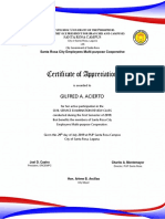 Certificate of Appreciation: Gilfred A. Acierto