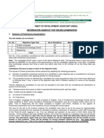 Recruitment of Development Assistant (Hindi) Information Handout For Online Examination 1. Scheme of Preliminary Examination