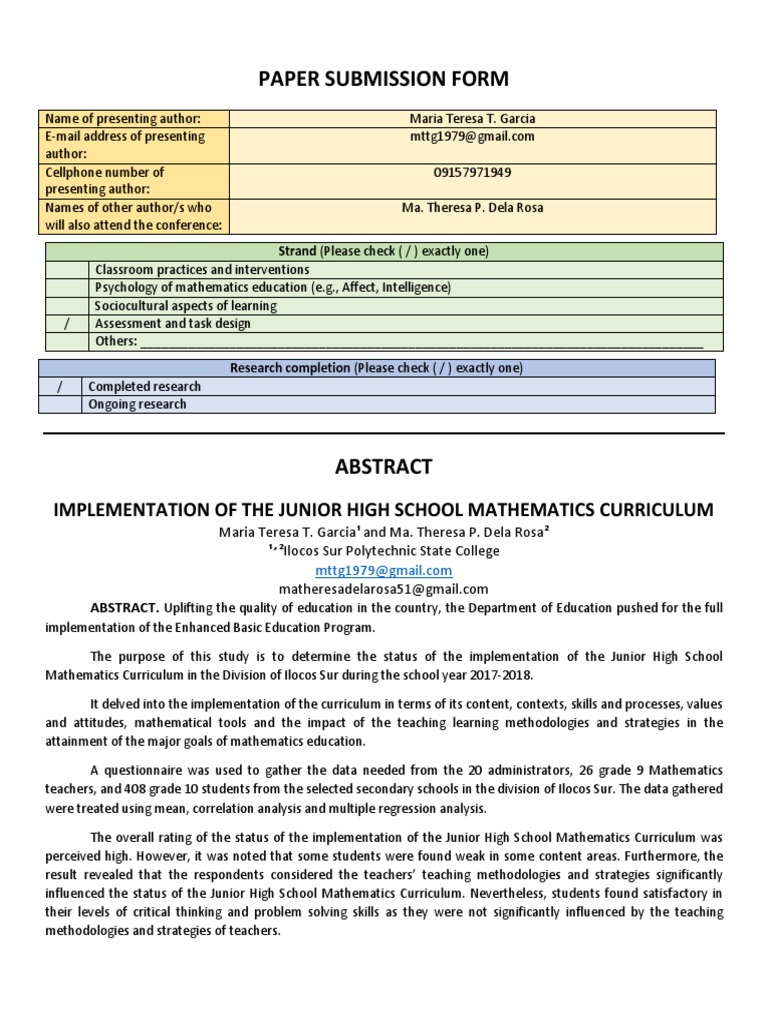 Junior High School Math Curriculum Study | PDF | Teachers | Curriculum