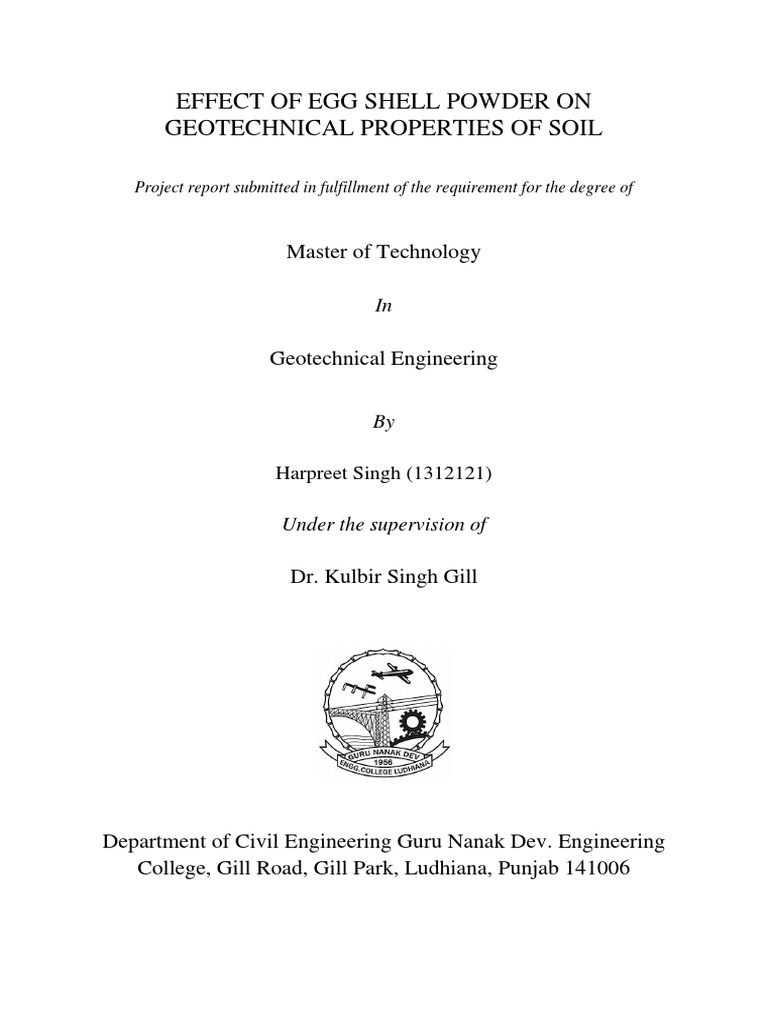 Eggshell Powder in Soil Stabilization | PDF | Soil | Strength Of Materials