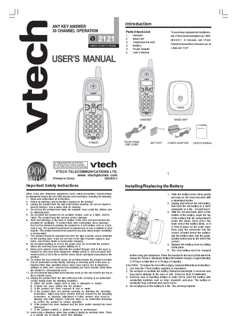 Mportant Safety Instructions Parts Check List PDF Telephone