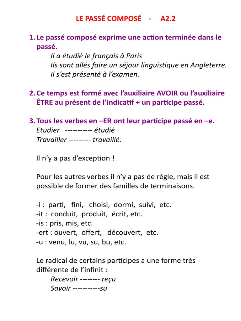 Etre Au Passé Composé De L indicatif Passé Composé | PDF | Verbe | Onomastique