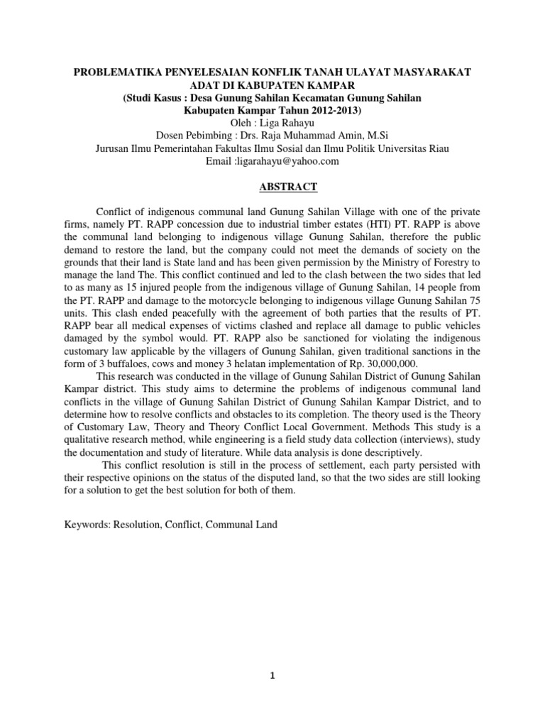 Bagaimana Warga Desa Menyelesaikan Konflik