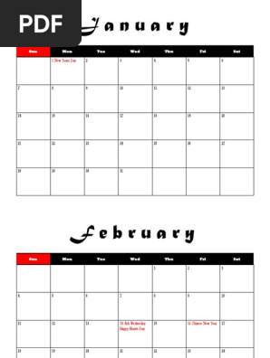 2018 Calendar