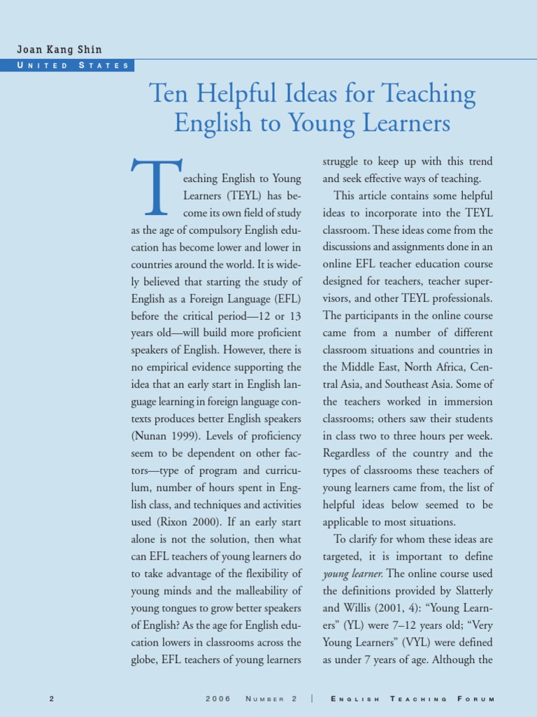 Ten Helpful Ideas For Teaching English To Young Learners PDF | PDF ...
