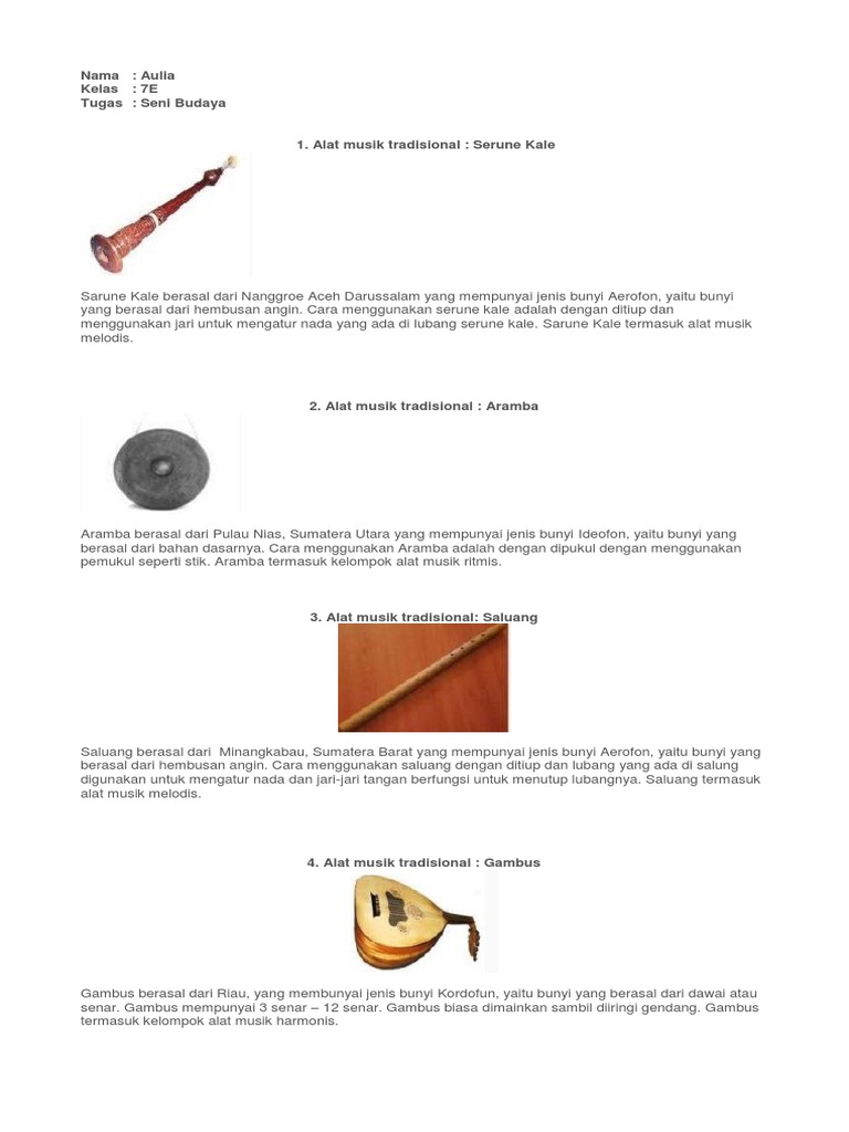 12 Alat Musik Tradisional