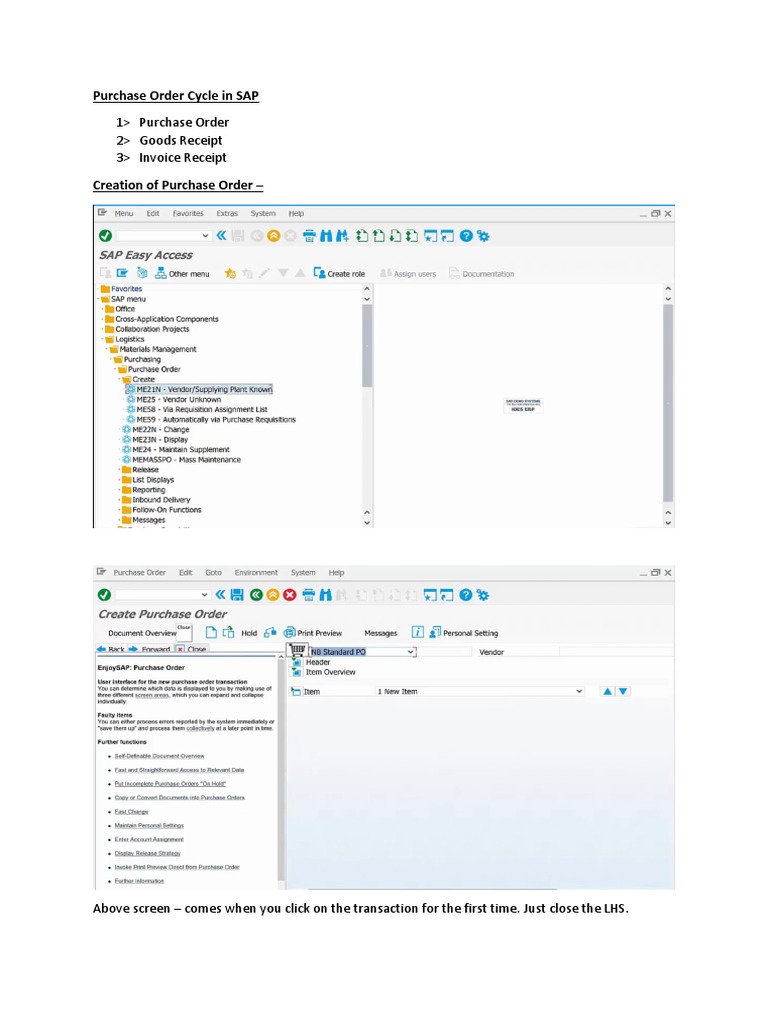 SAP Purchase Order Creation Guide | PDF | Business
