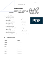 Worksheet Clasa a Iiia