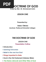 The Doctrine of God: Lesson One