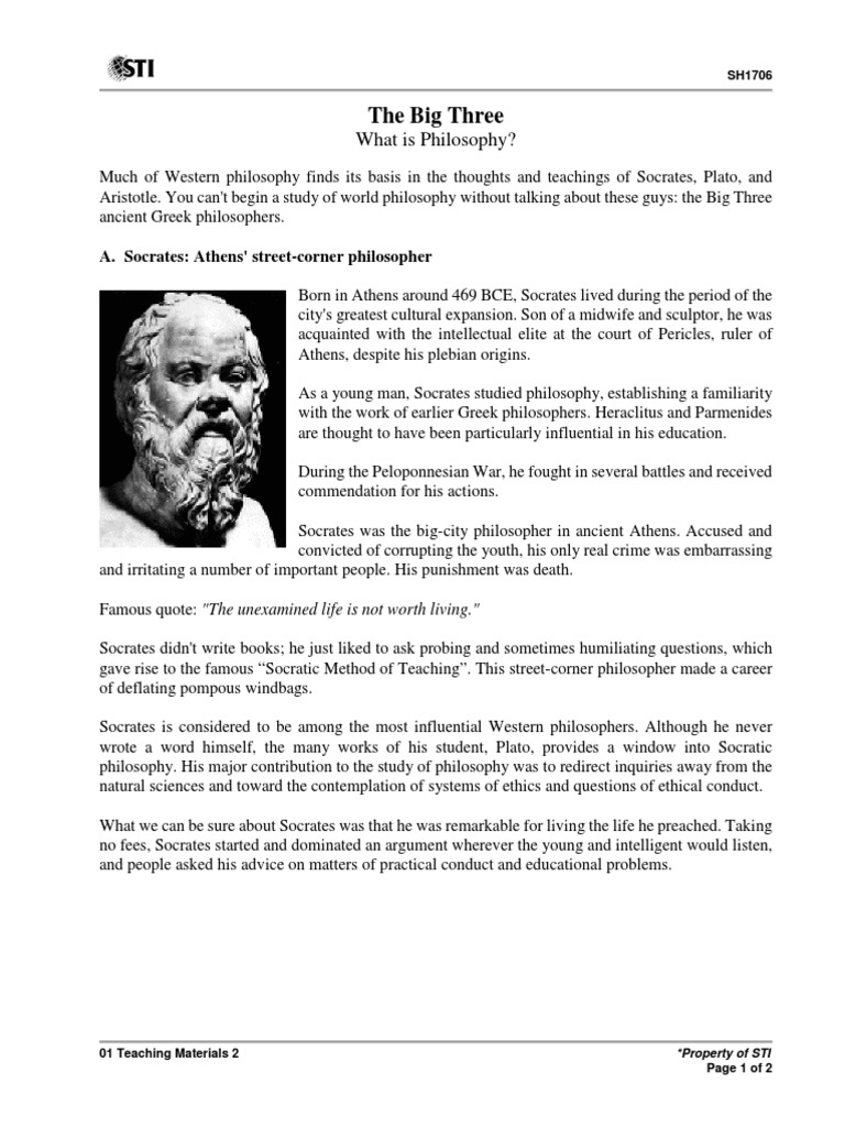 The Big Three Greek Philosophers | PDF | Socrates | Ancient Greek ...
