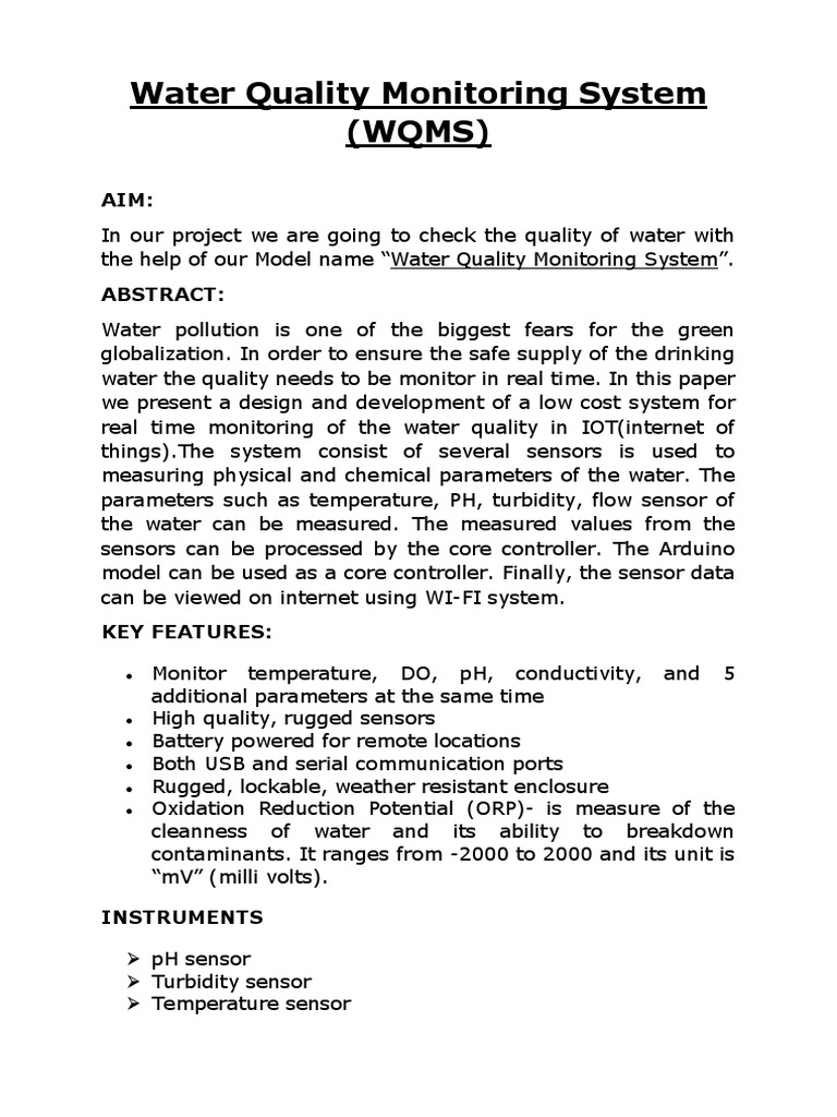 Water Quality Monitoring System | PDF