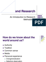 Science and Research: An Introduction To Research Methodology