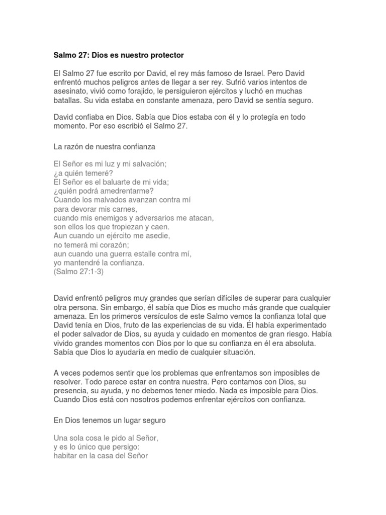 Confianza y Protección en el Salmo 27 | PDF | Salmos | David