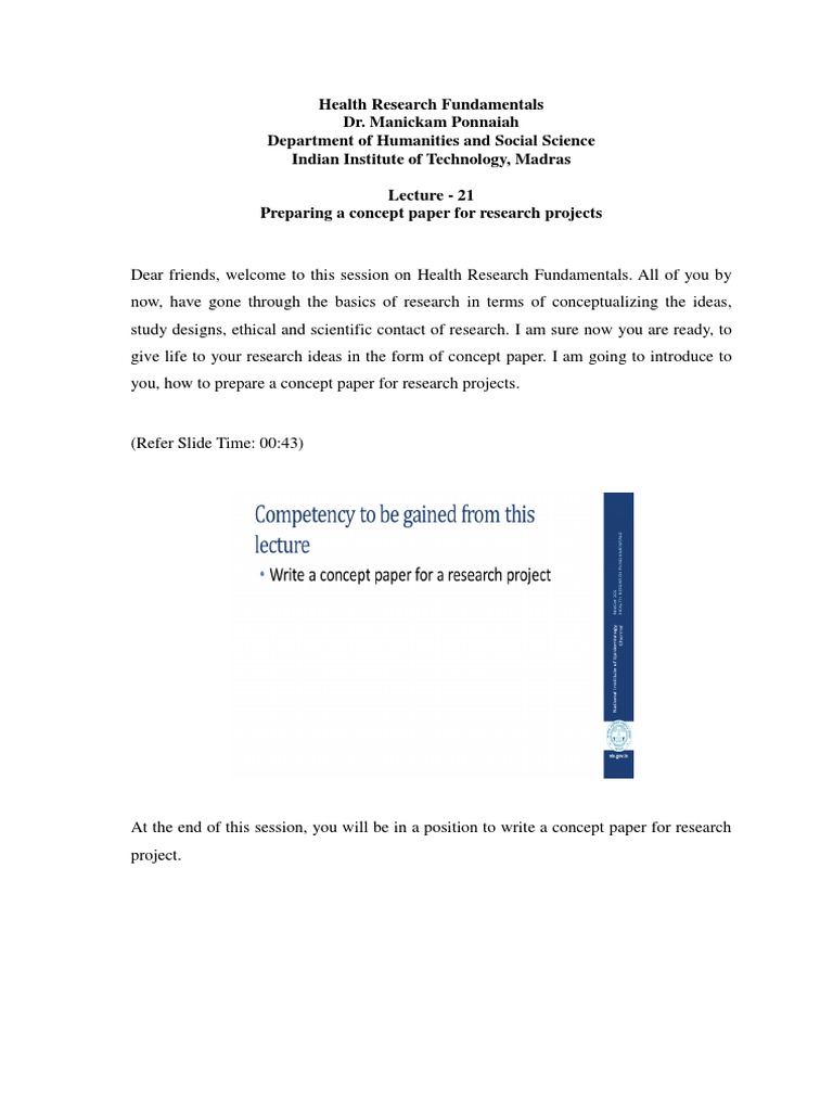 Preparing A Concept Paper For Funded Research – RKIF