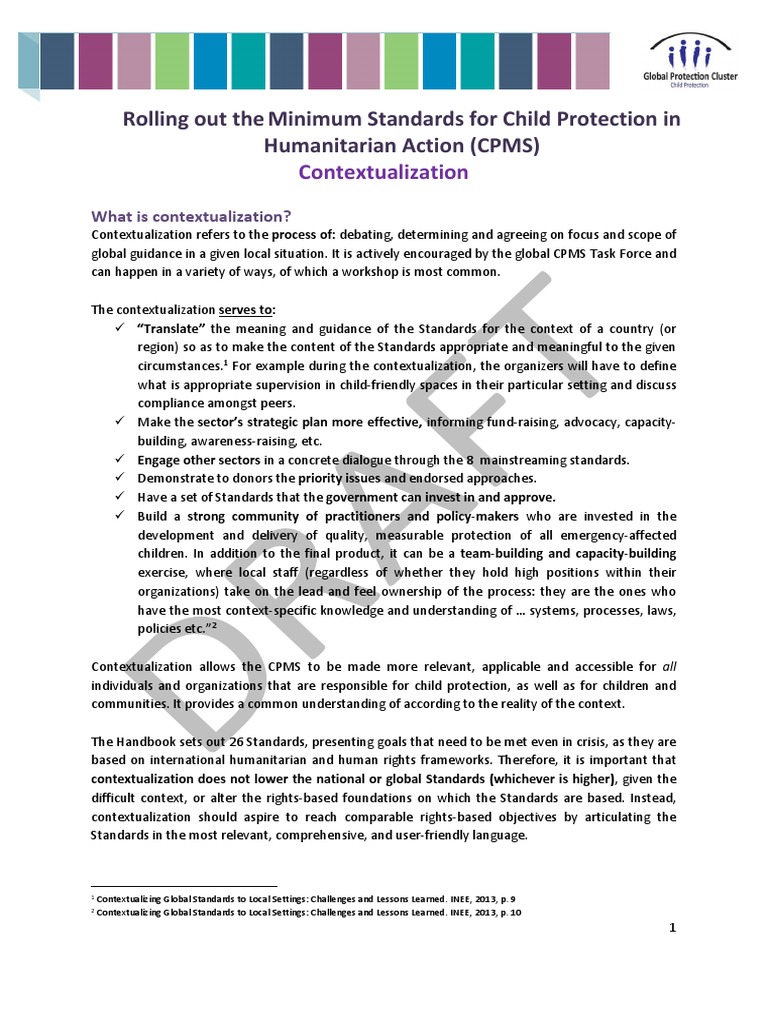 Rolling Out The Minimum Standards For Child Protection in Humanitarian ...