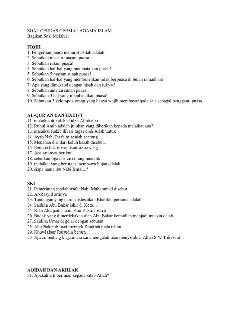 Soal Cerdas Cermat Agama Islam Docx