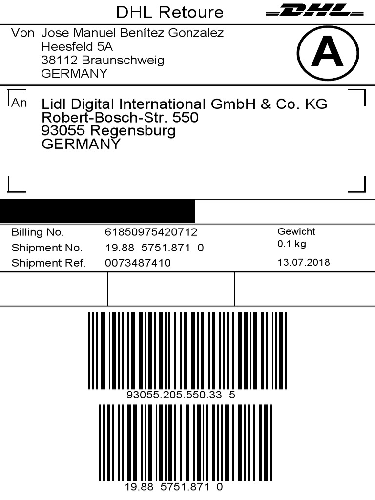 Lidl DHL Retourenlabel Anleitung | PDF