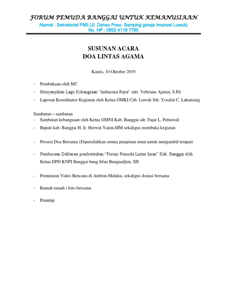 Susunan Acara Doa Bersama Docx
