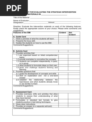Checklist for Evaluating Sim