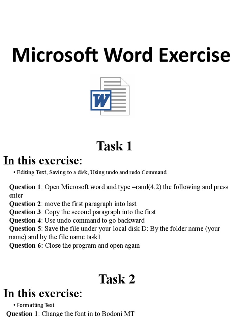 Microsoft Word Exercise | PDF | Computer File | Microsoft Word