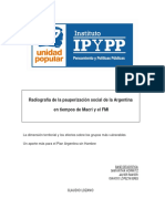 Radiografia de La Pauperizacion Social de La Argentina en Tiempos de Macri y El FMI