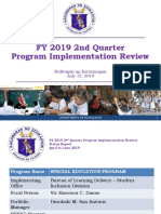 FY 2019 2nd Quarter Program Implementation Review: Bulwagan NG Karunungan July 12, 2019