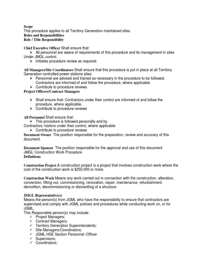 JMGL Construction Work Procedure Overview | PDF | Asphalt | General ...