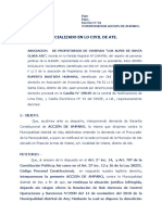 Acción de amparo contra demolición de viviendas en terreno privado