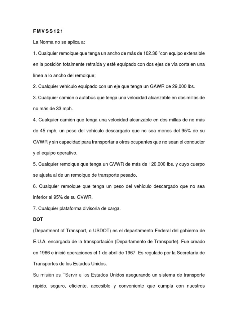 FMVSS 121 | PDF | Vehículos | Transporte