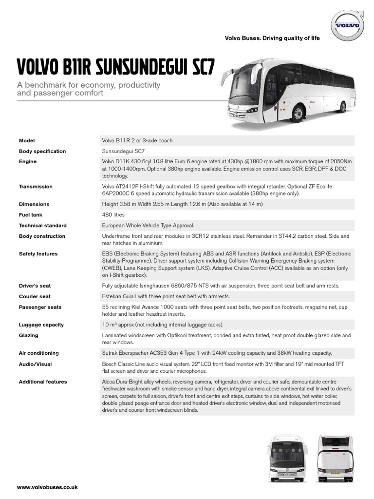 Volvo B11R Sunsundegui SC7 Specifications | PDF | Transmission ...