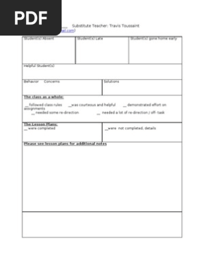 Substitute Teacher Report