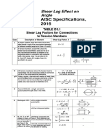 AISC Specifications, 2016: Shear Lag Effect On Angle