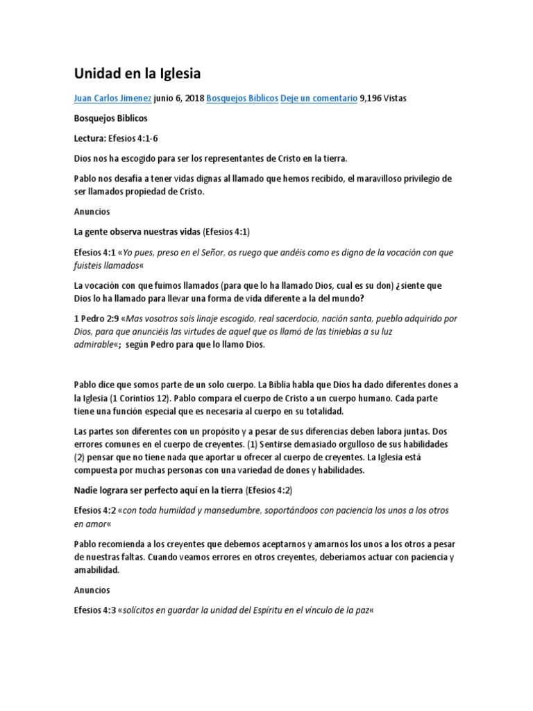 La Unidad en la Iglesia según Efesios | PDF | Cristo (título) | María ...