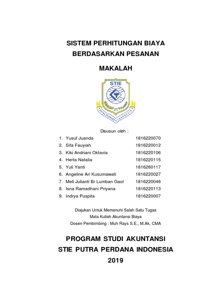 Makalah Sistem Perhitungan Biaya Berdasarkan Pesanan