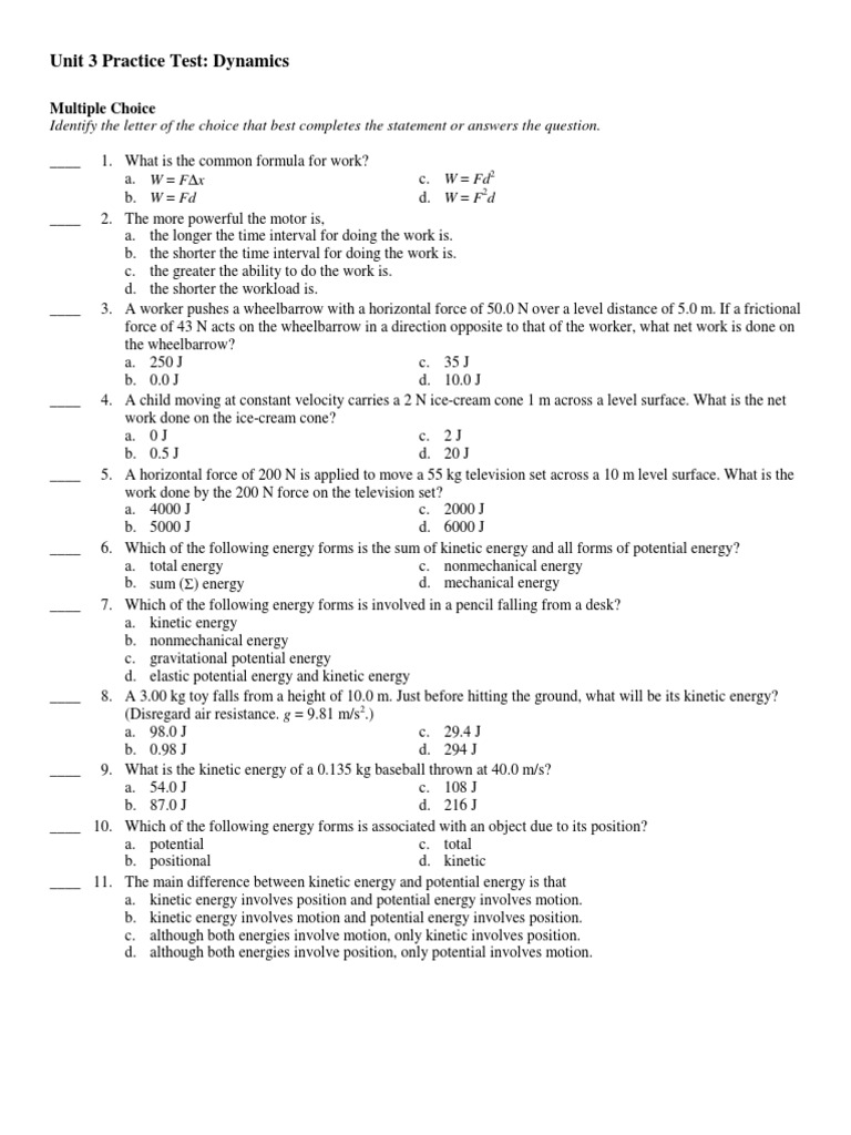 Physics Unit 3 Practice Test Dynamics5 | PDF | Collision | Momentum
