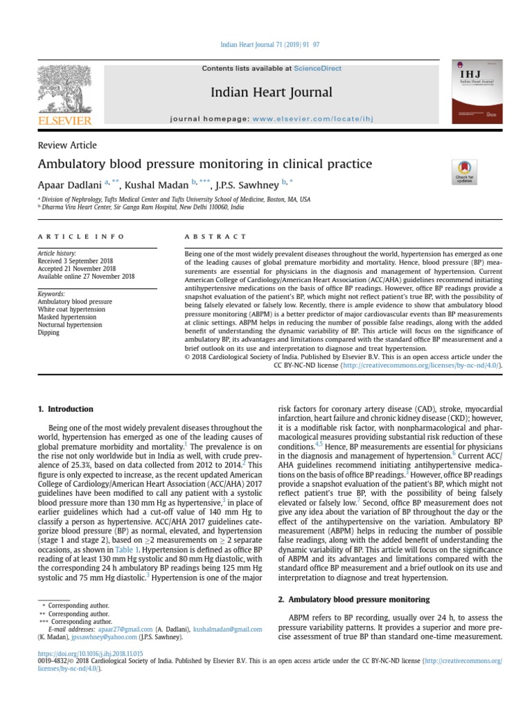 Ambulatory Blood Pressure Journal | PDF | Hypertension | Blood Pressure
