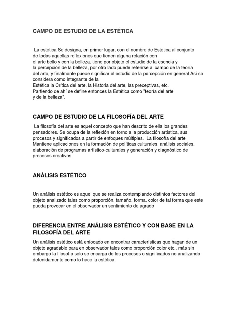 Campo de Estudio de La Estetica Estética Immanuel Kant