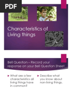 Characteristics of Living Things Lecture Notes