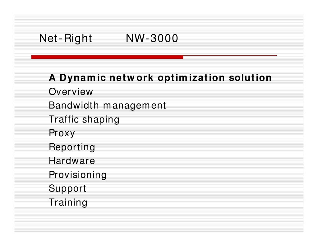 Net-Right NW-3000: A Dynamic Network Optimization Solution | PDF ...