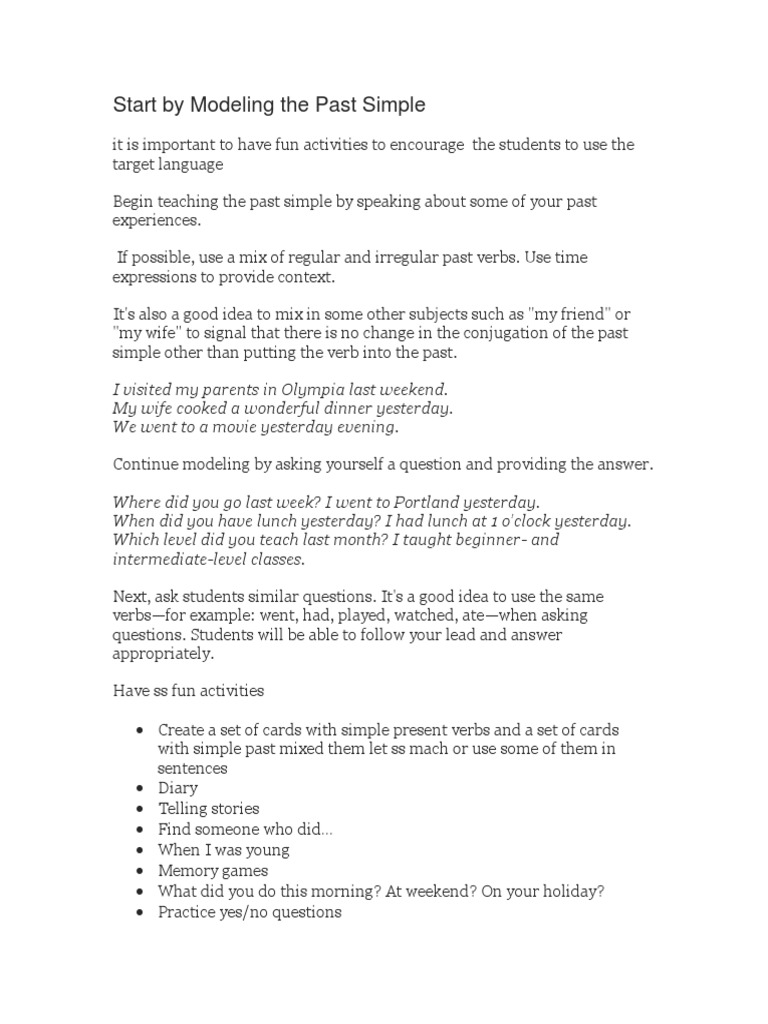 Teaching Simple Past | PDF | Language Arts & Discipline
