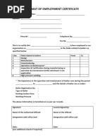 Format of Employment Certificate