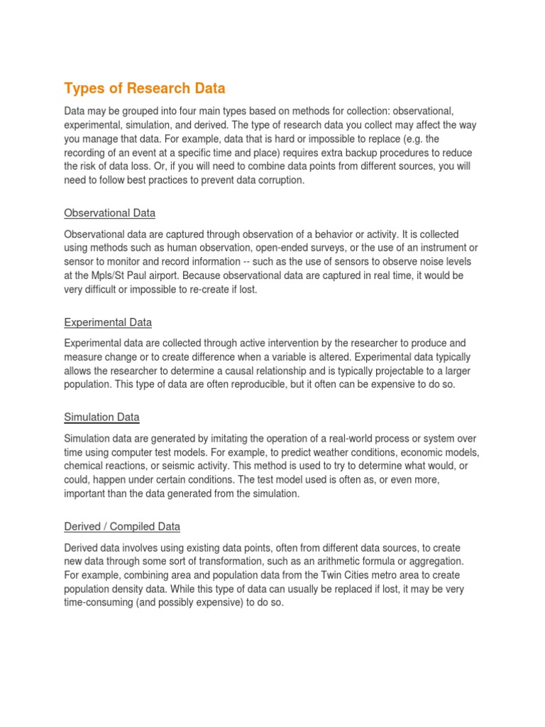 Types of Research Data | PDF | Data | Qualitative Research