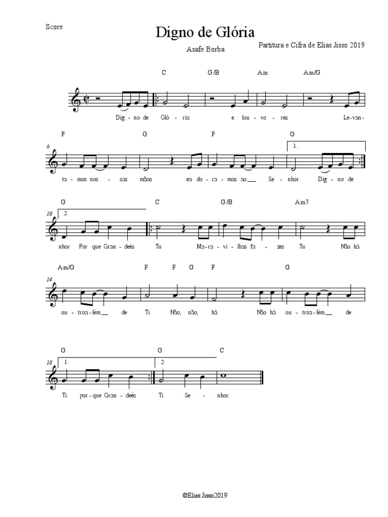 Digno de Gloria - Melodia e Cifra | PDF