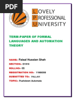 Term-Paper of Formal Languages and Automation Theory: Faisal Hussian Shah