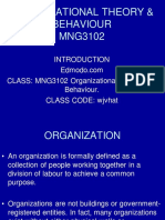 MNG3102 Organizational Theory & Behaviour Intro PDF