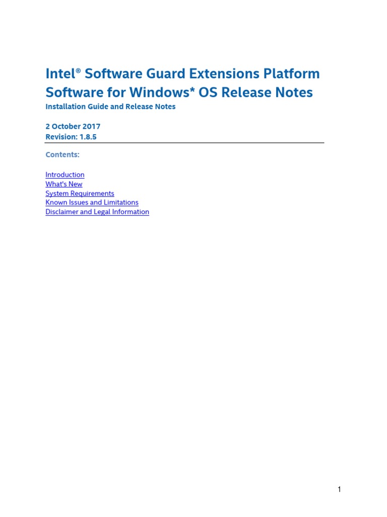Intel SGX PSW Release Notes For Windows OS | PDF | 64 Bit Computing ...