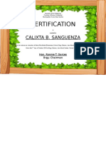 Certification: Calixta B. Sanguenza