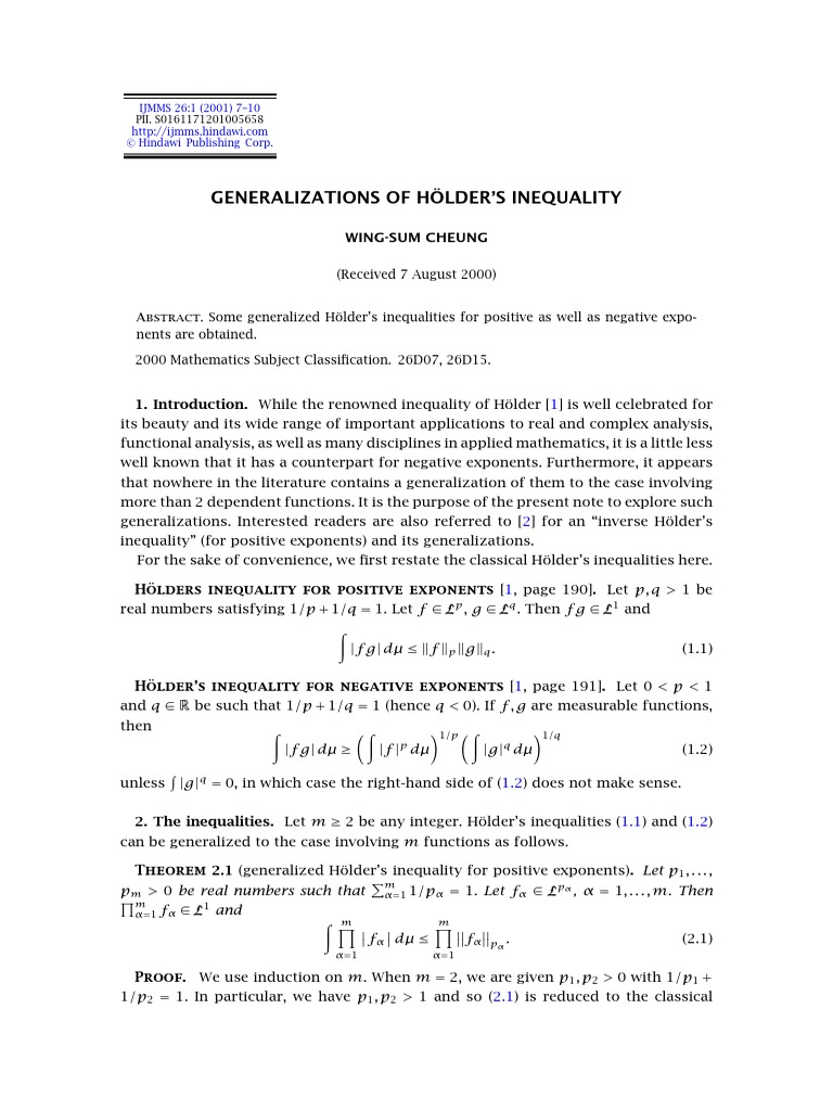 Generalización de La Desigualdad de Hölder PDF Risk Management