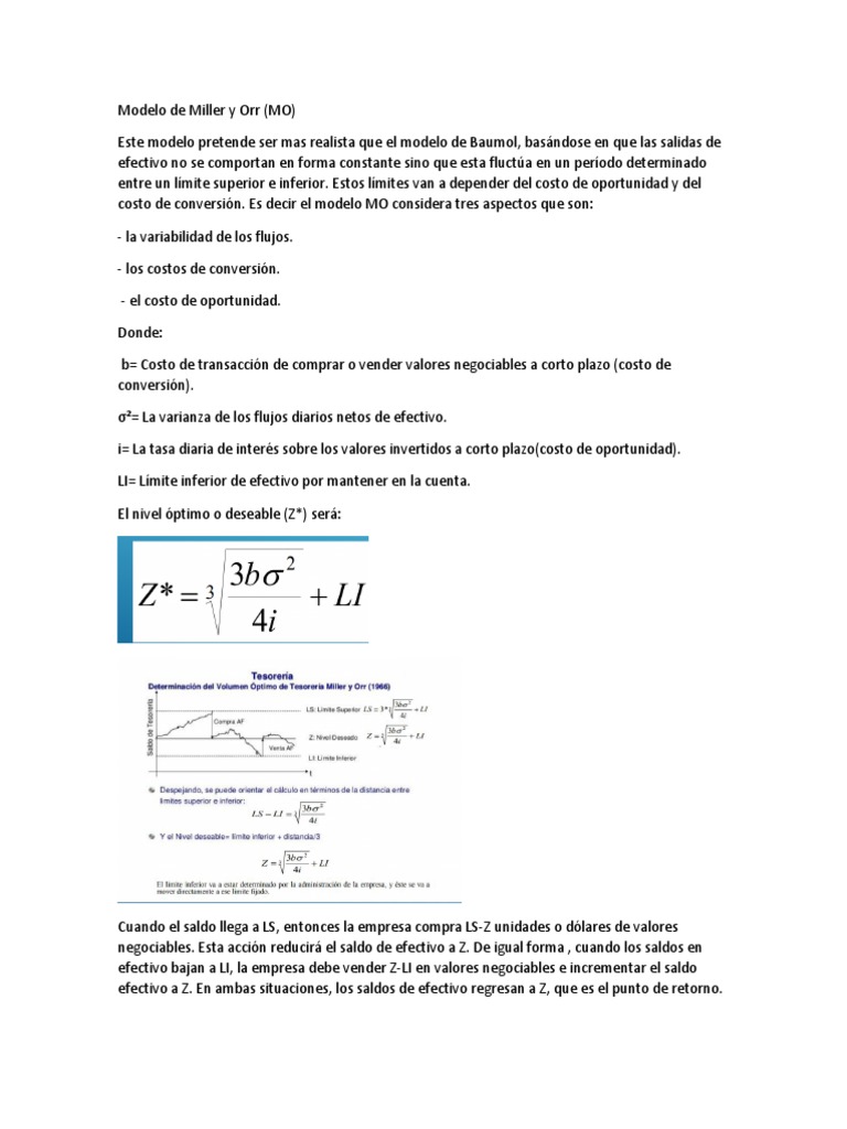 Modelo de Miller y Orr: Gestión de Efectivo | PDF